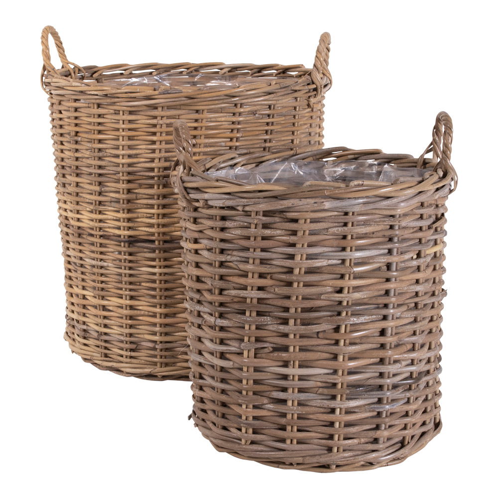 Indo Naturkörbe 2er Set, Kubu-Rattan