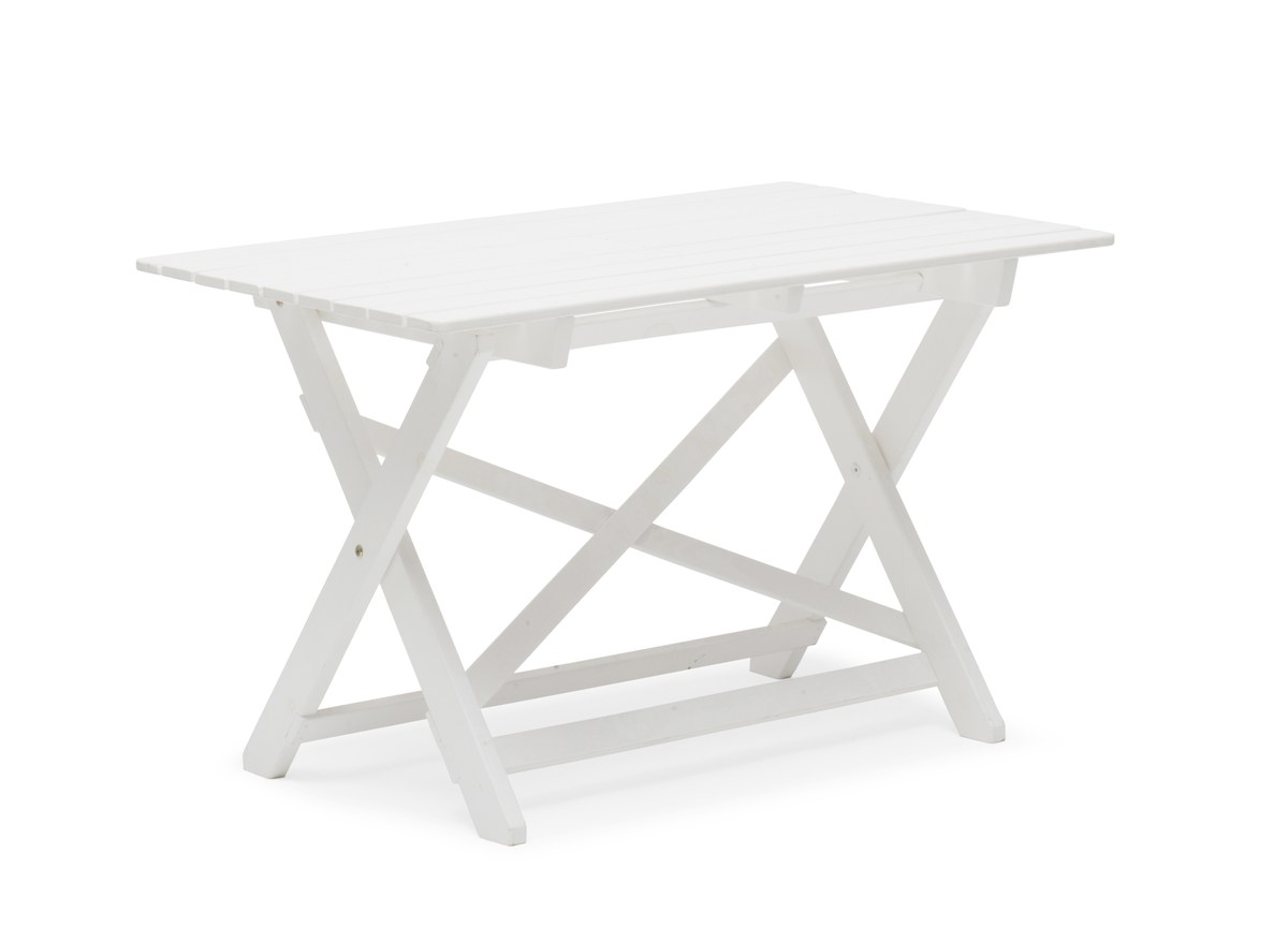 Torpet Garten-Sitzgruppe klappbar, Kiefer weiß, Tisch/Bank/2 Stühle