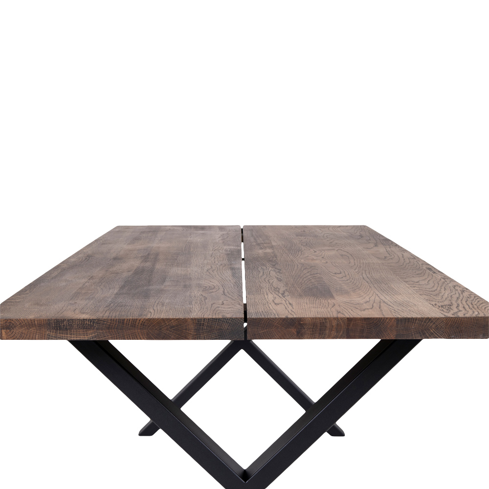 Montpellier Esstisch 200x95 cm, Räuchereiche geölt mit schwarzem Metallgestell