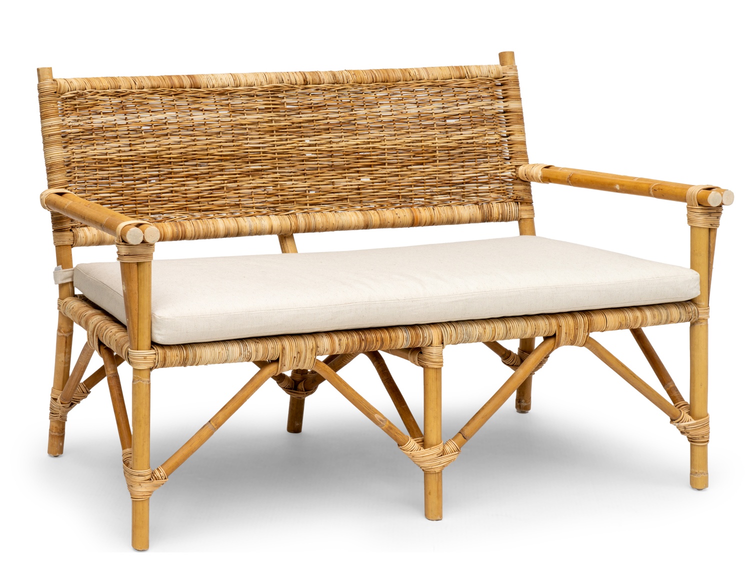 Vindö Rattansofa, 2-Sitzer aus Naturrattan inkl. Kissen