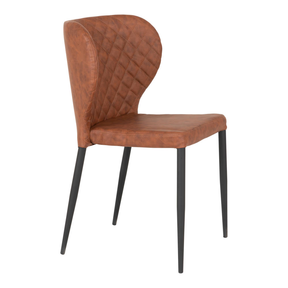 Pisa Esszimmerstuhl Kunstleder vintage-braun mit schwarzen Metallbeinen