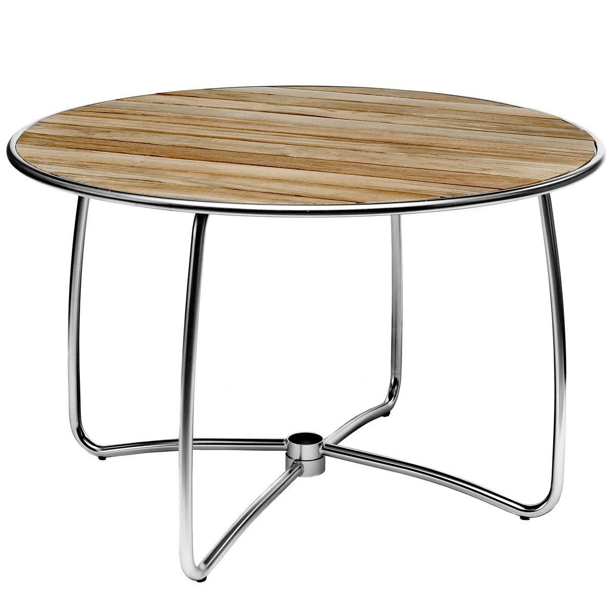 Spring Teak-Tisch Ø120 cm mit Stahlrohr-Gestell