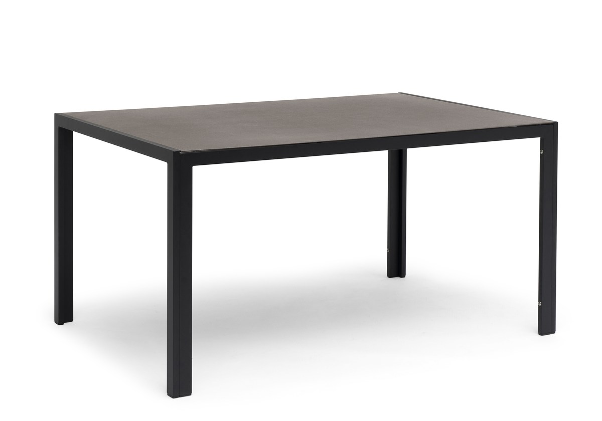 Hånger Alu-Tisch 90x140 cm schwarz mit keramischer Tischplatte