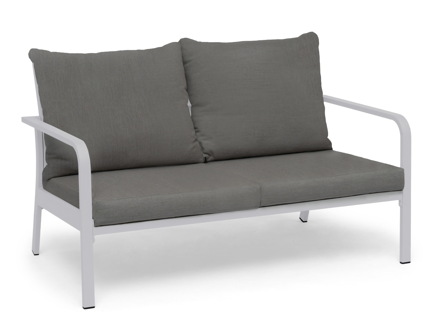 Hånger 2-Sitzer Sofa Alu weiß inkl. Olefin-Kissen graubeige