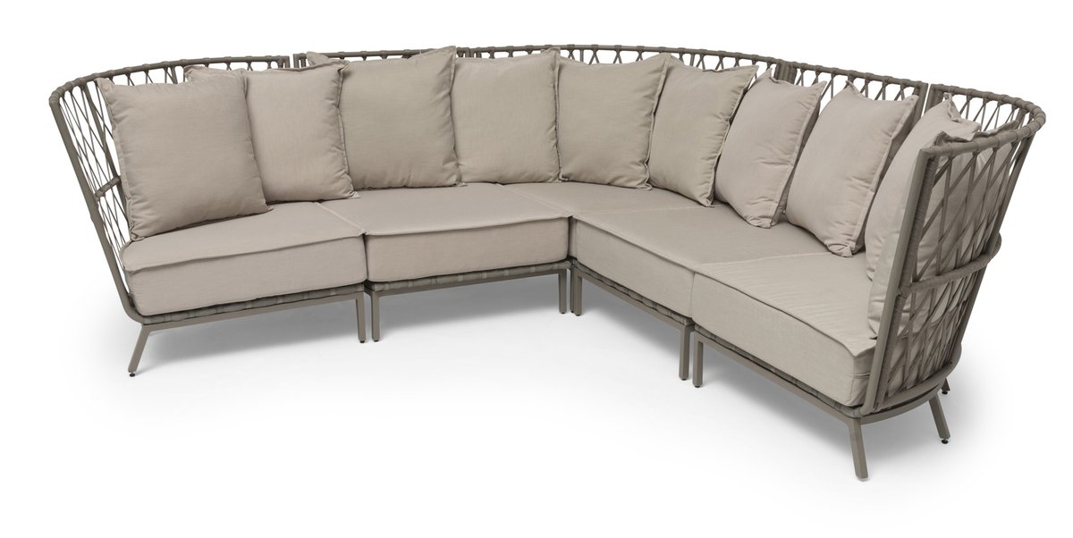 Jet Set Loungeecke 5-Sitzer, Alu/Bandgeflecht beige inkl. Polster