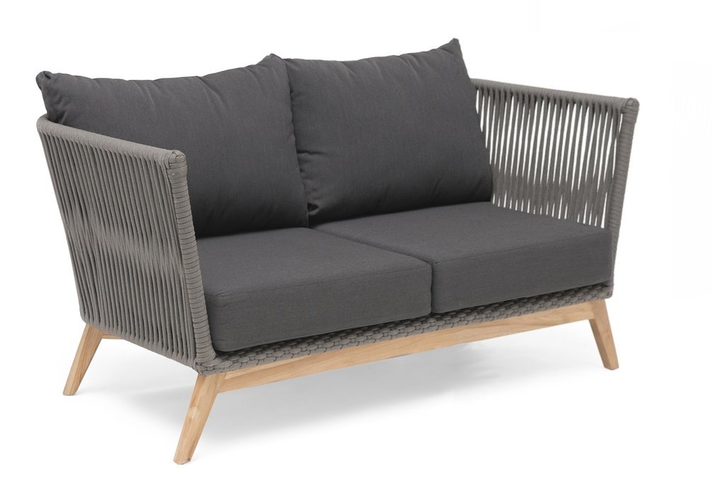 Himmelsnäs 2-Sitzer Sofa Teak/Olefin-Bespannung dunkelgrau, inkl. Kissen