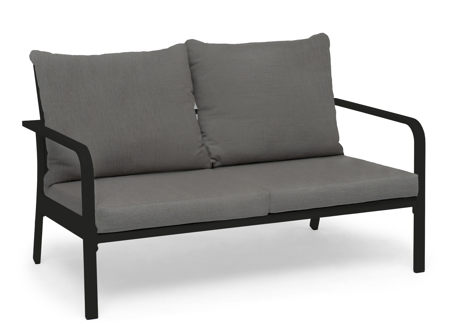 Hånger 2-Sitzer Sofa Alu schwarz inkl. Olefin-Kissen graubeige