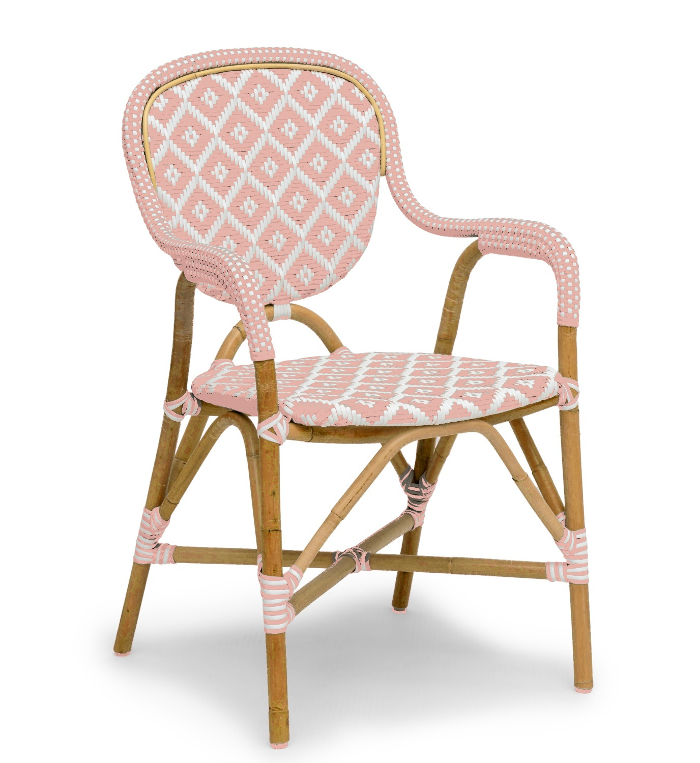 Holmenäs Caféhaussessel 2-er Set natur/rosa, Rattan-Bistrosessel