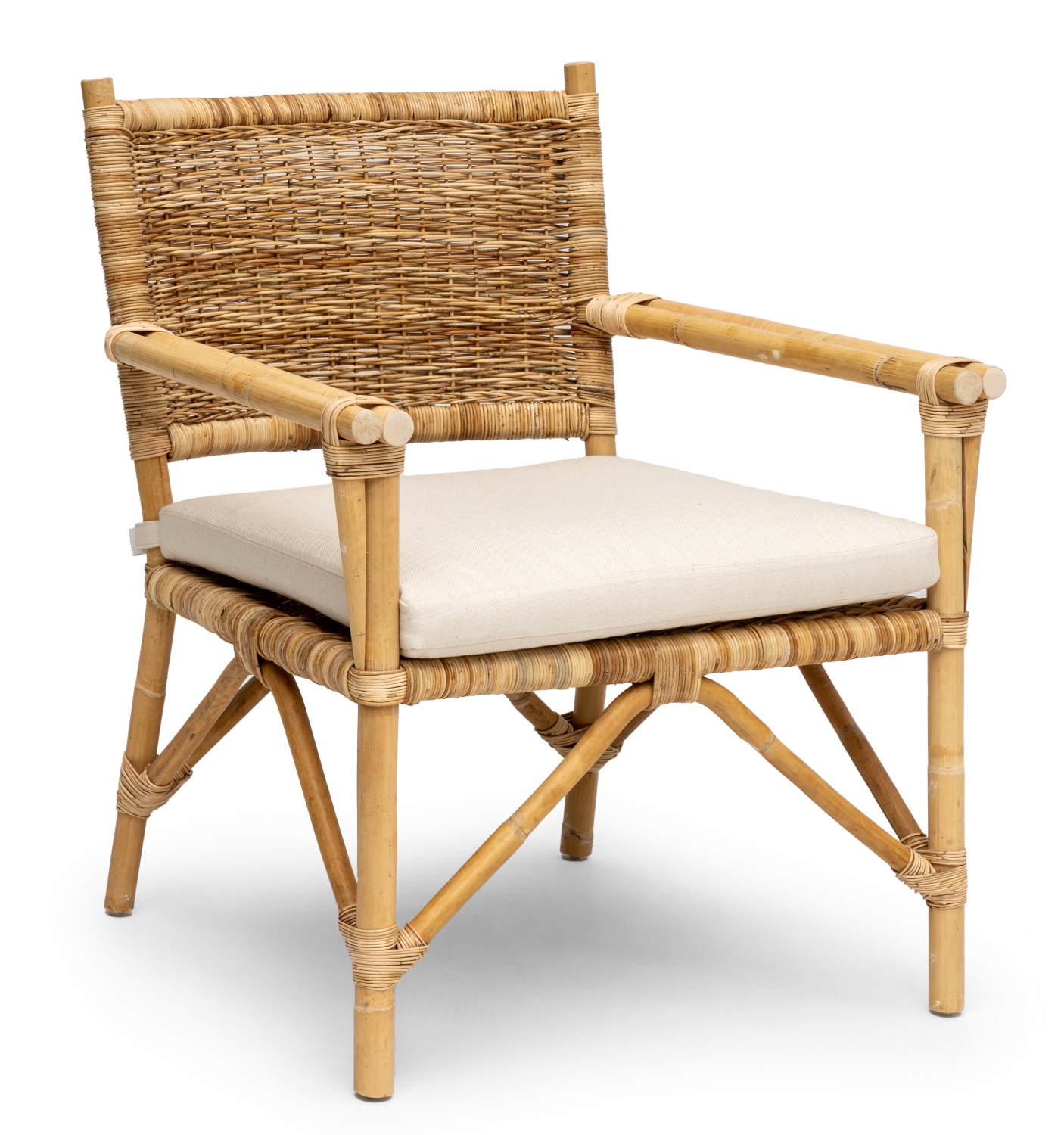 Vindö Rattansessel, Armlehnsessel aus Naturrattan inkl. Kissen