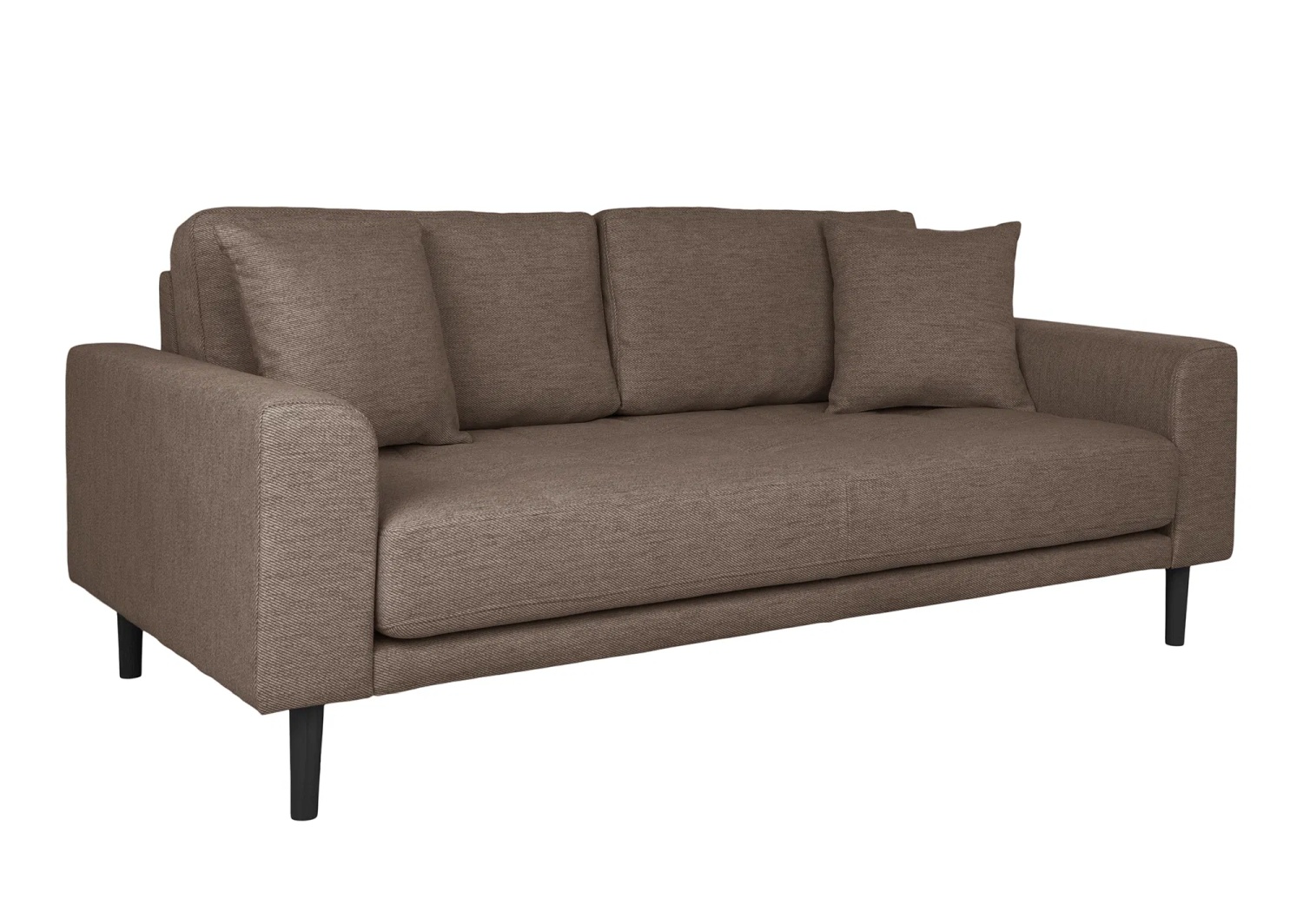 Lido 2,5 Sitzer-Sofa braun mit 2 Kissen und Holzbeinen schwarz