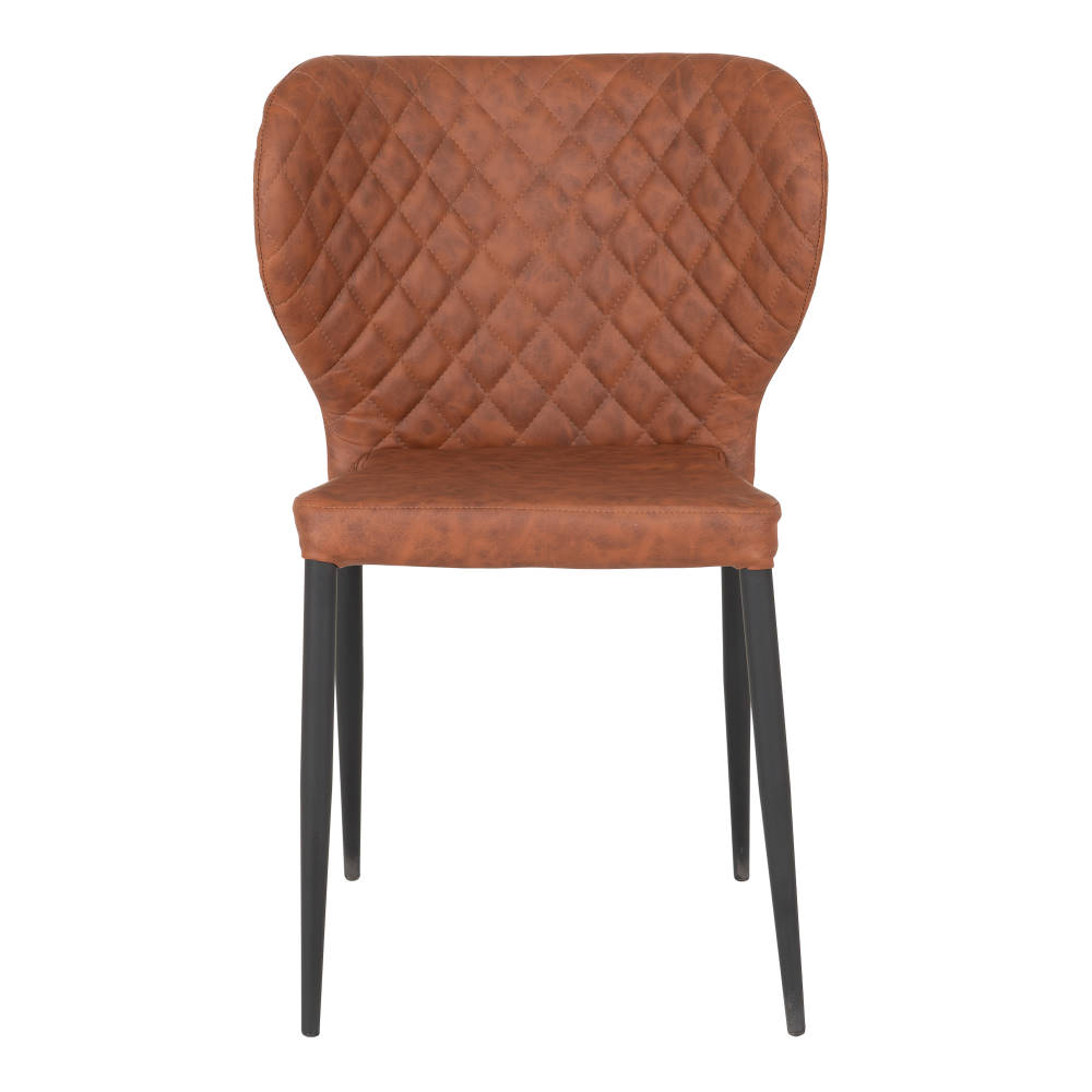 Pisa Esszimmerstuhl Kunstleder vintage-braun mit schwarzen Metallbeinen