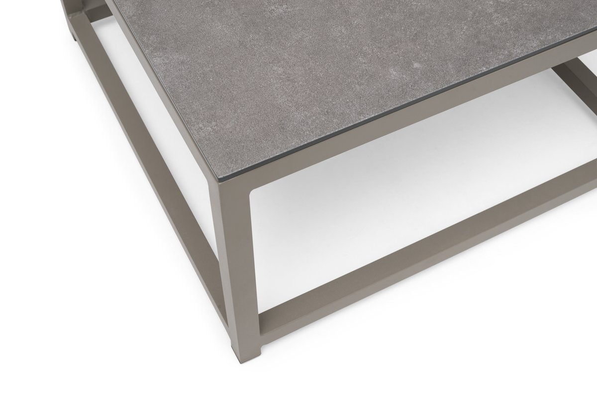 Jet Set Loungetisch 70x70 cm, Alu beige mit keramischer Platte