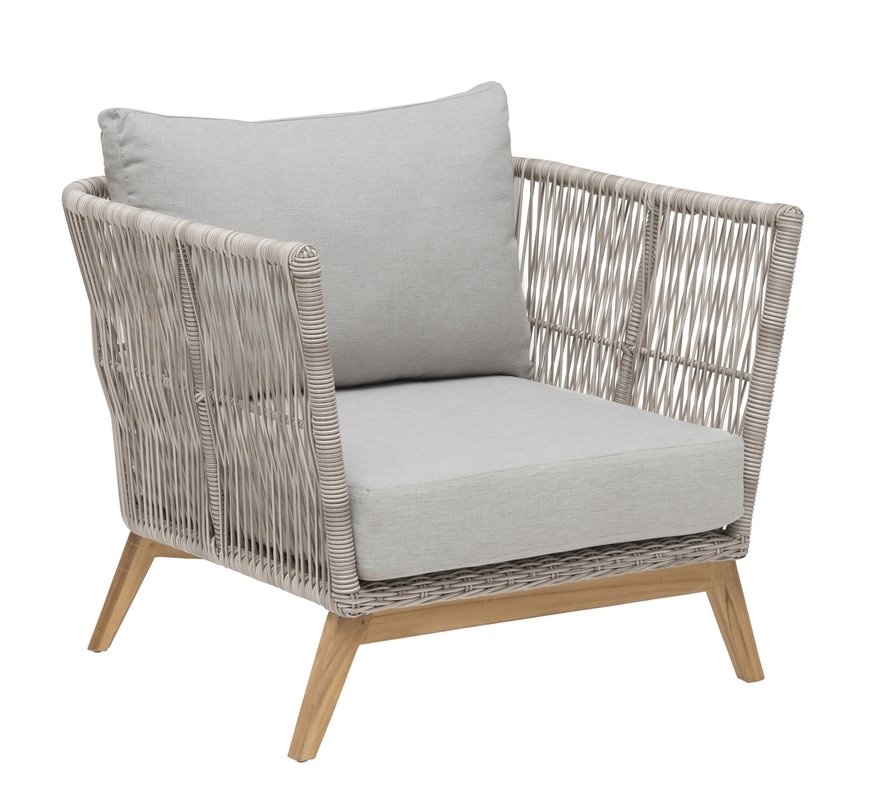 Himmelsnäs Lounge-Sessel Teak/Polyrattan-Geflecht beige, inkl. Kissen