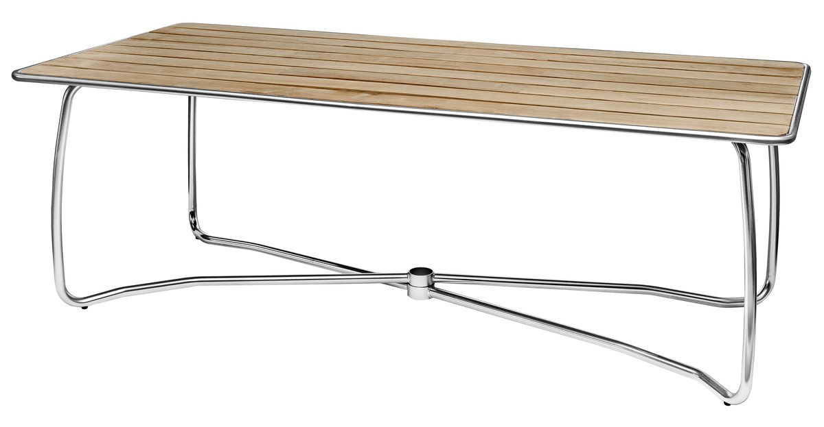 Spring Teak-Tisch 220x100 cm mit Stahlrohr-Gestell