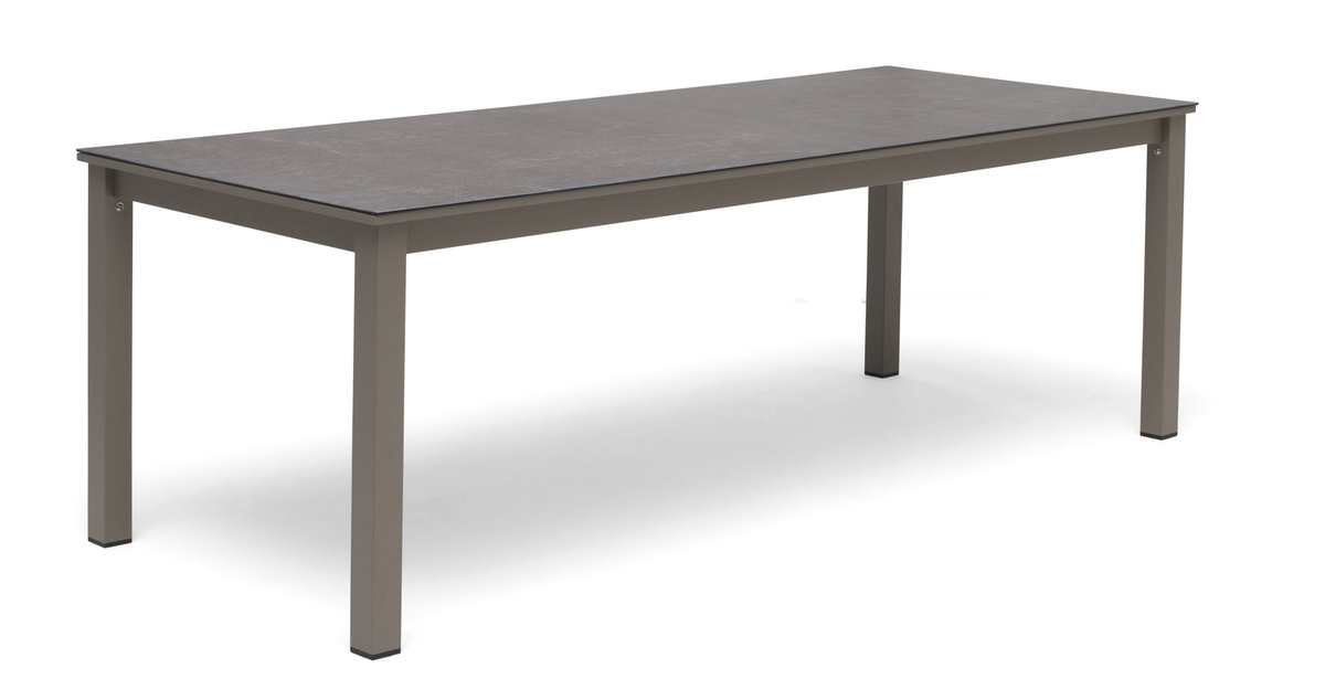 Jet Set Alu-Tisch 220X90 cm beige mit keramischer Platte grau