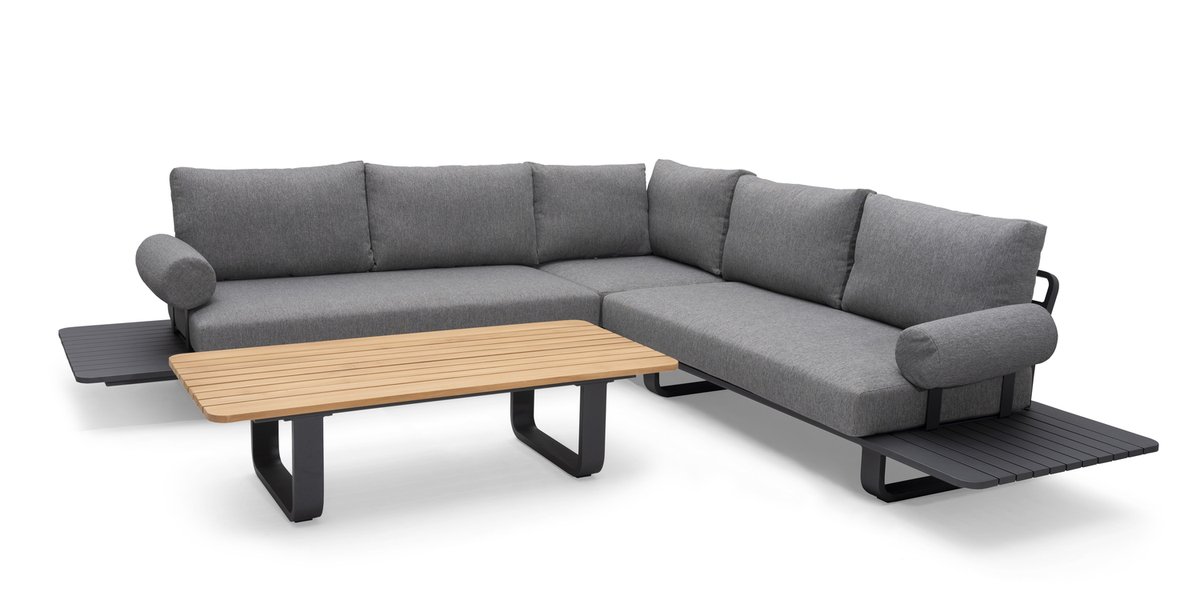 Skagenäs Garten-Lounge Alu/Teak/Olefin inkl. Tisch und Kissen