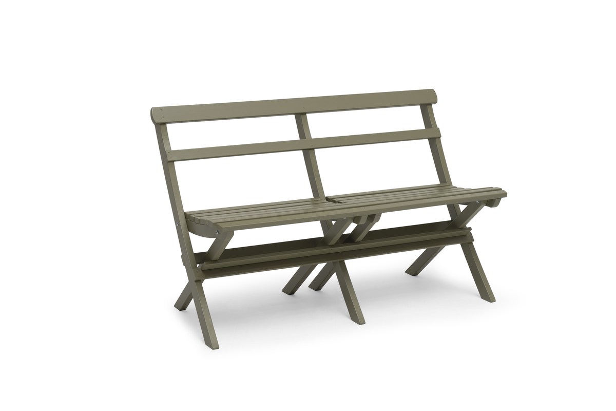 Torpet 2-Sitzer Bank antikgrün aus FSC-Holz, klappbar, von Hillerstorp
