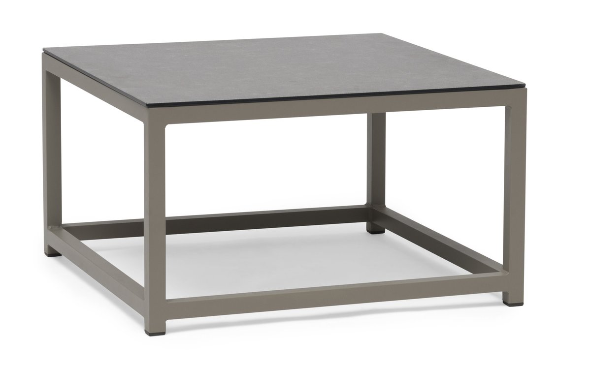 Jet Set Loungetisch 70x70 cm, Alu beige mit keramischer Platte