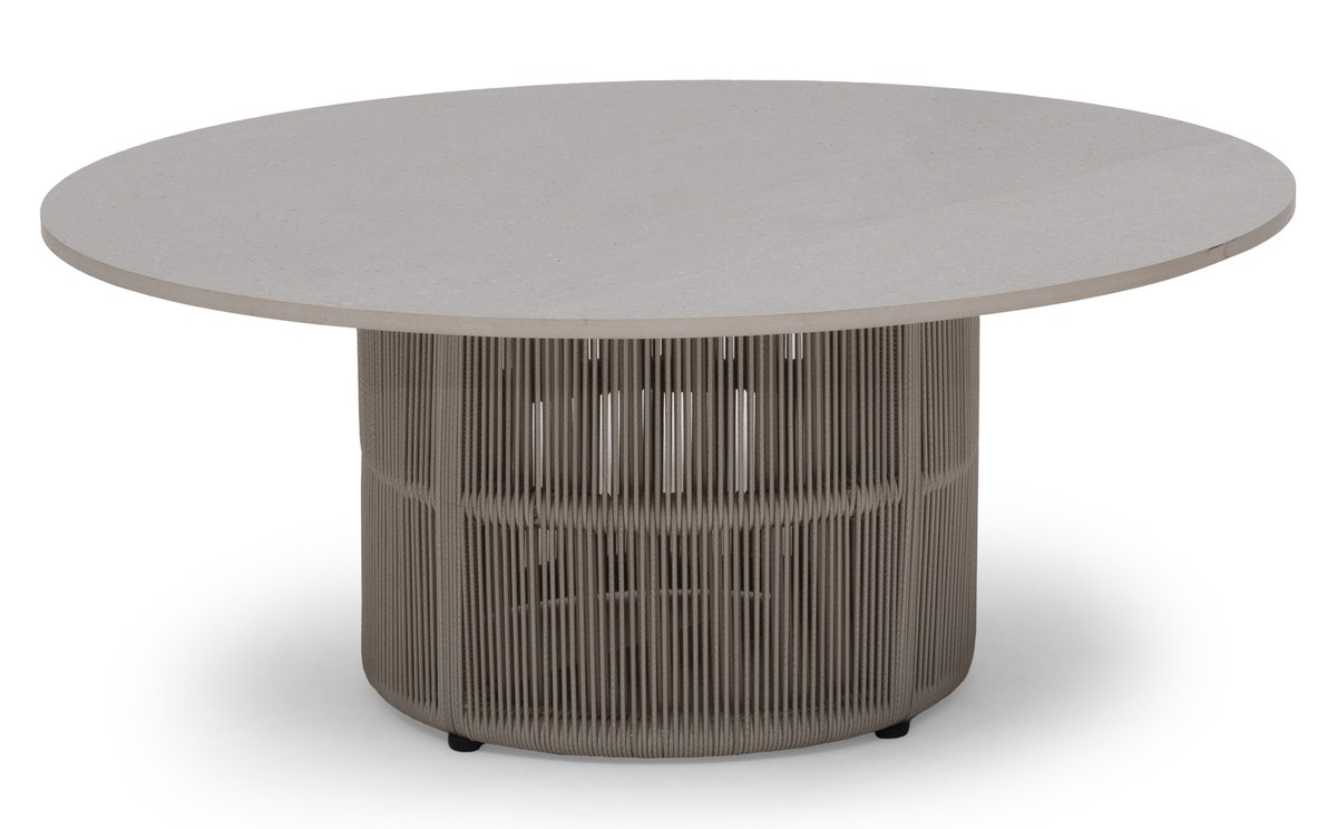 Kattvik Loungetisch Ø 80 cm grau, Polyrattan mit Keramikplatte