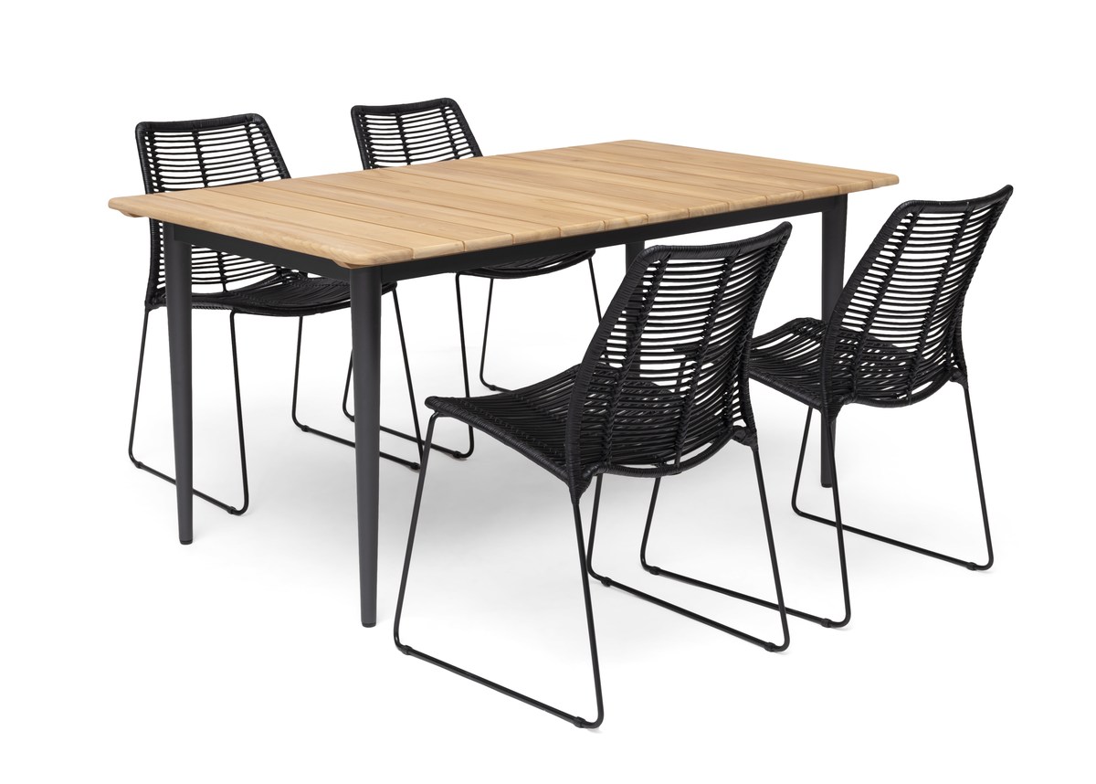 Lerdala Teakholz-Tisch 160x90 cm mit Alu-Gestell