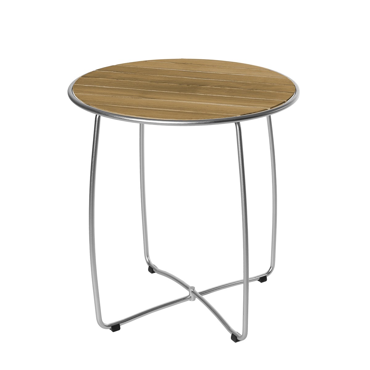 Spring Teak-Tisch Ø70 cm, Balkontisch mit Stahlrohr-Gestell