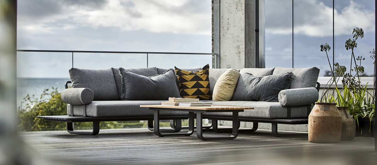 Skagenäs Garten-Lounge Alu/Teak/Olefin inkl. Tisch und Kissen