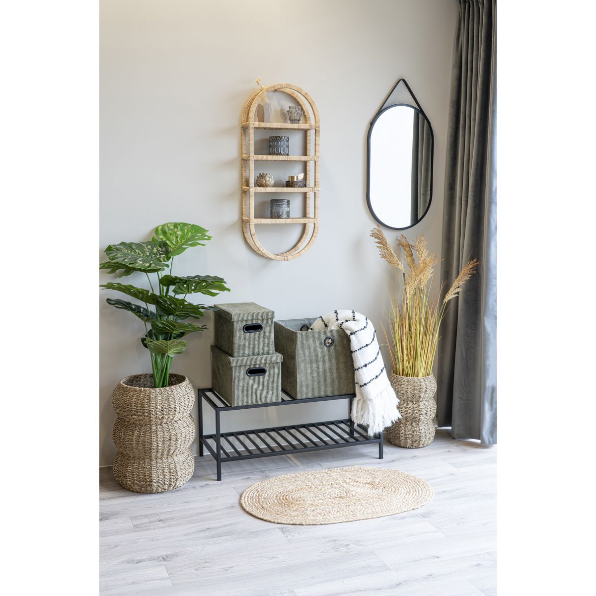 Bombay Teppich/Türmatte 50x80 cm oval, Jute natur