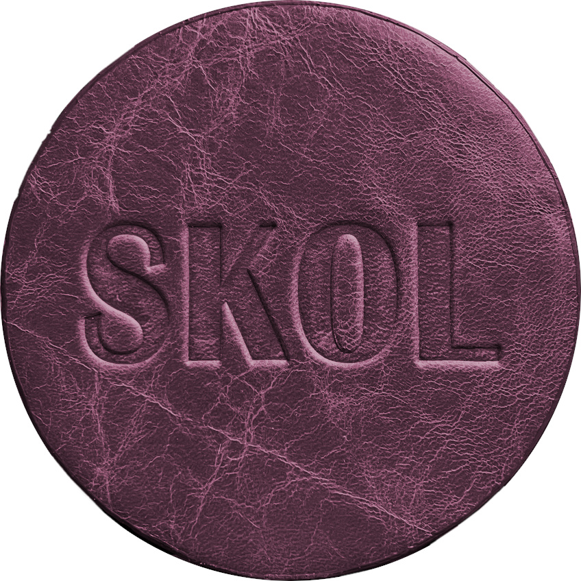 Leder-Untersetzer "SKOL" Ø 9,7 cm, lila