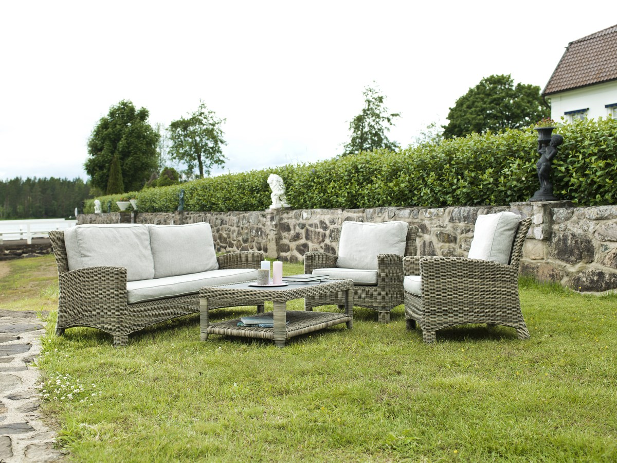 Dallas Loungetisch 70x110 cm, Alu/Polyrattan mit Spraystone-Platte