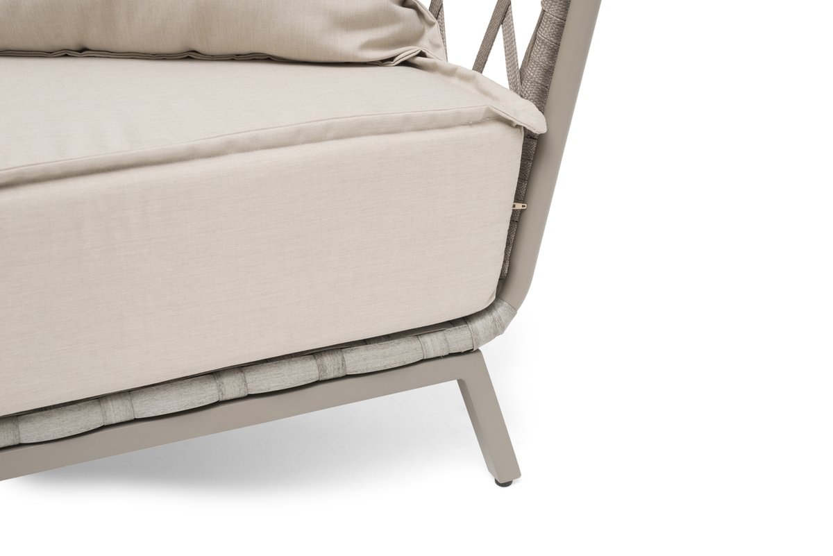 Jet Set Loungesofa 3-Sitzer, Alu/Bandgeflecht beige inkl. Polster