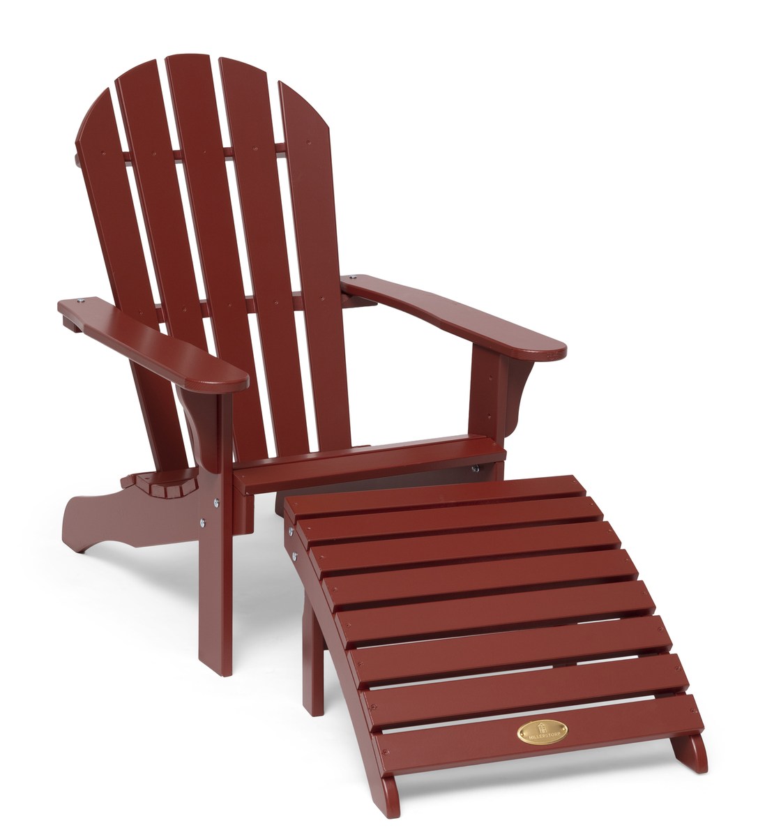 Tennessee Deckchair, Adirondack Stuhl aus Holz mit Fußhocker, lasiert