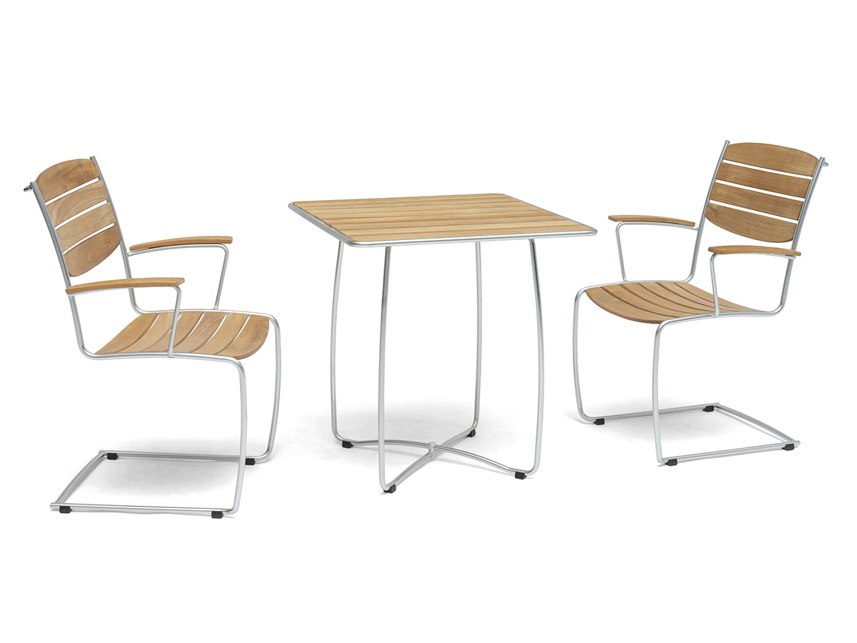 Spring Teak-Tisch 70x70 cm, Bistrotisch mit Stahlrohr-Gestell