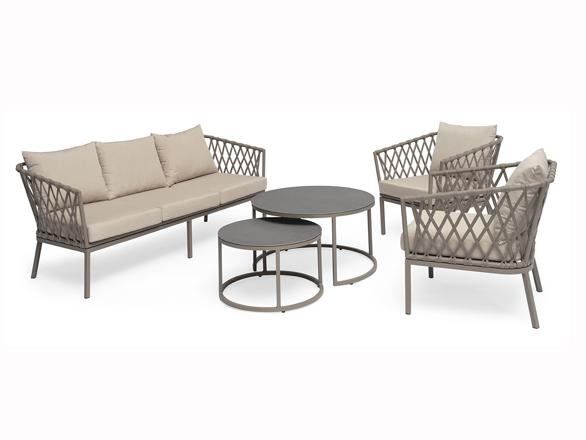 Village Loungegruppe Alu/Textilgeflecht beige mit Kissen, von Hillerstorp