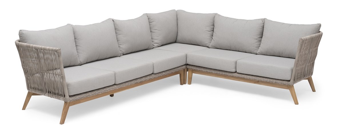 Himmelsnäs Ecksofa Teak/Polyrattan-Geflecht beige, inkl. Kissen