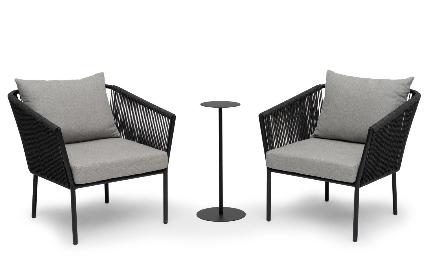 Lersund Loungesessel Alu schwarz/Olefin grau inkl. Kissen