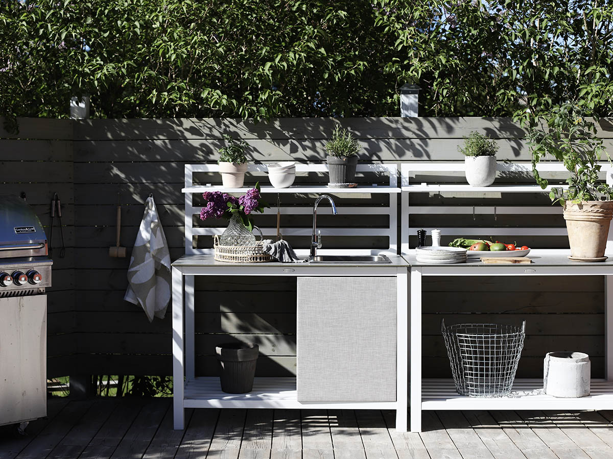 Åminne Outdoor-Küche, Küchenmodul 120x141x60, Aluminium weiß