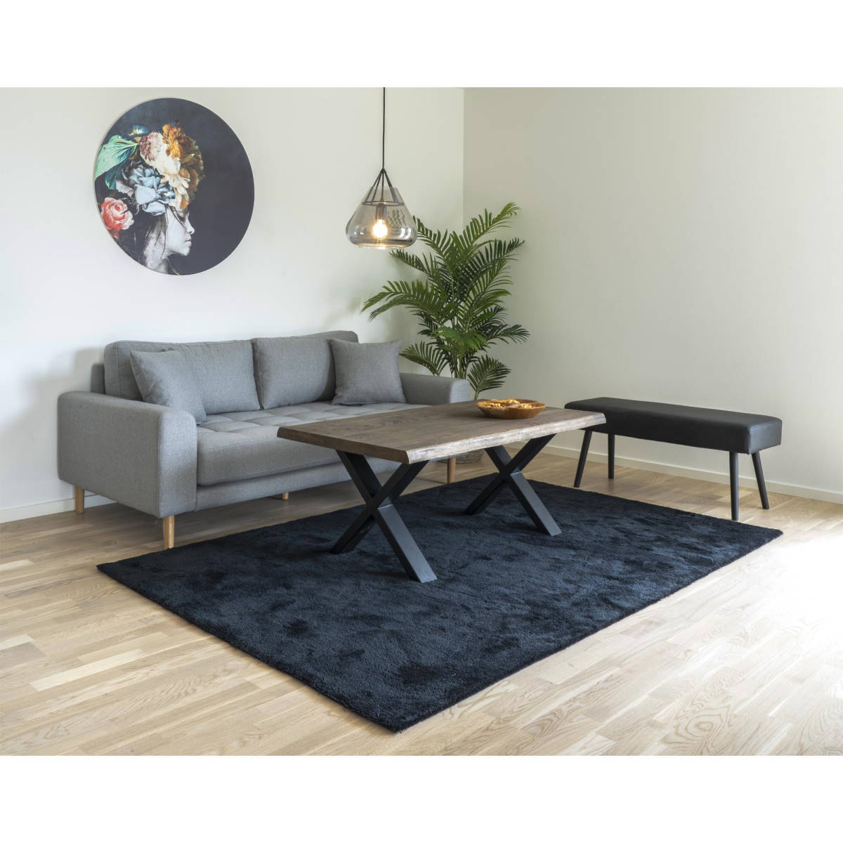 Toulon Couchtisch Eiche massiv geölt 120x70 cm mit Metallbeinen