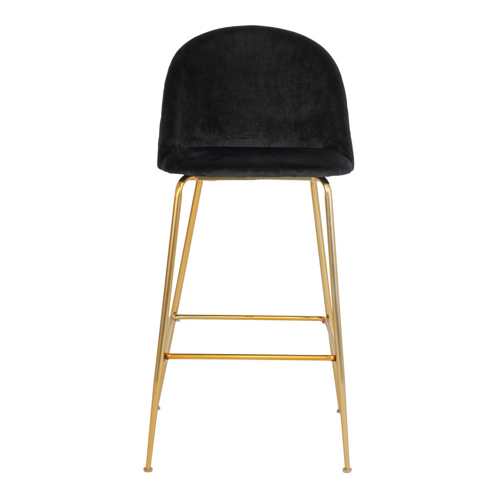 Barhocker Samt - Lausanne, schwarz mit Messingbeinen