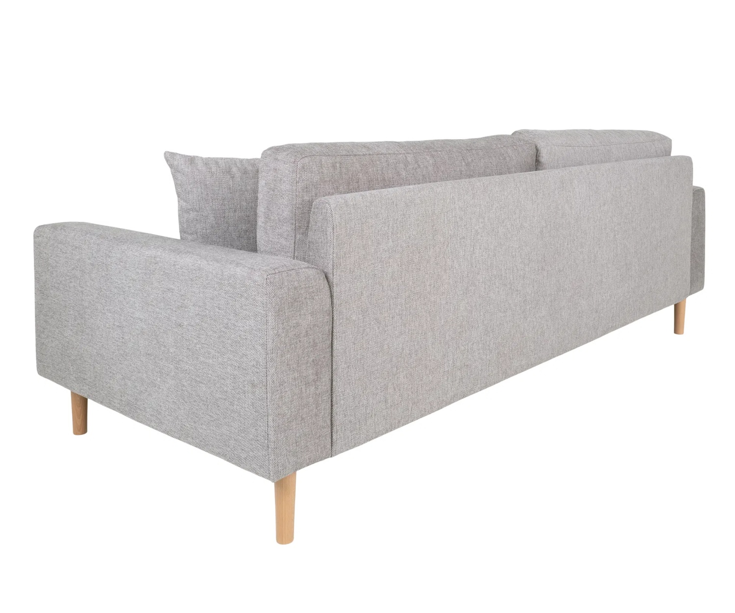 Lido 3-Sitzer-Sofa hellgrau mit 2 Kissen und Holzbeinen schwarz