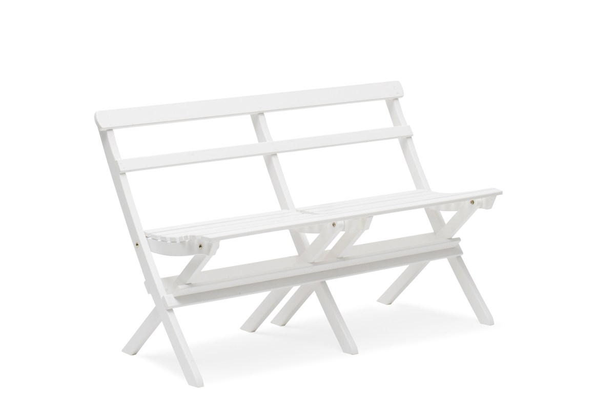 Torpet Garten-Sitzgruppe klappbar, Kiefer weiß, Tisch/Bank/2 Stühle