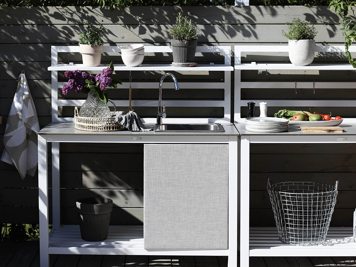 Åminne Outdoor-Küche, Küchenmodul 120x141x60, Aluminium weiß