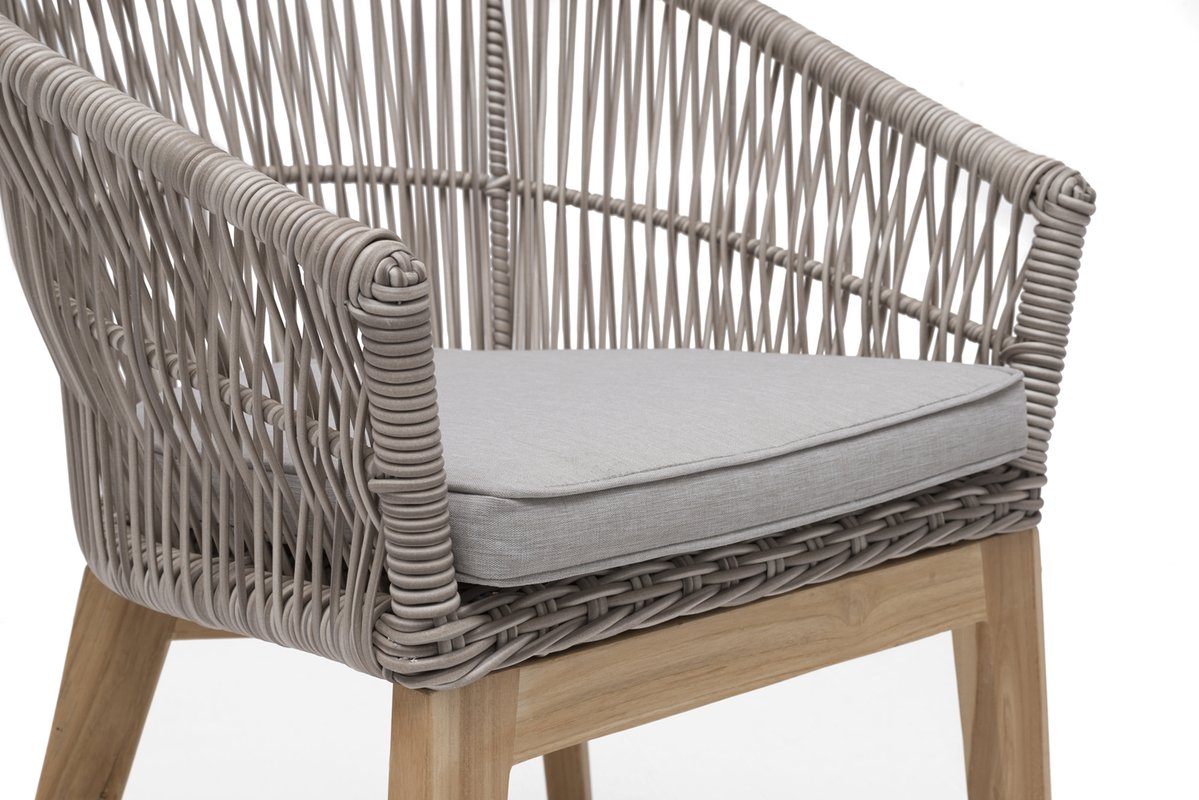 Himmelsnäs Dining-Sessel Teak/Polyrattan-Geflecht beige, inkl. Kissen