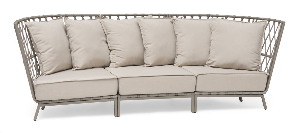 Jet Set Loungesofa 3-Sitzer, Alu/Bandgeflecht beige inkl. Polster