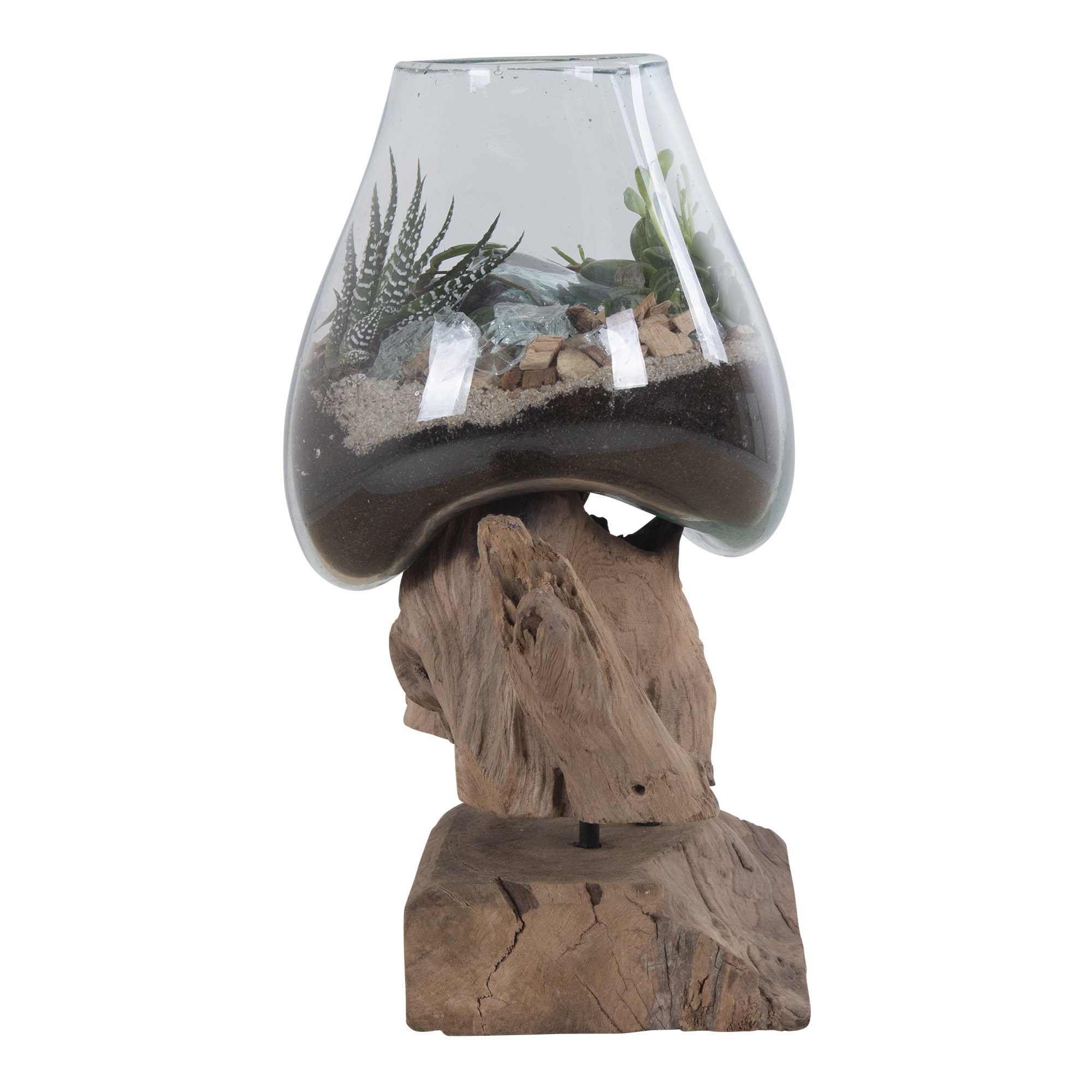 San Marino Holz Skulptur mit Glasvase h25 cm
