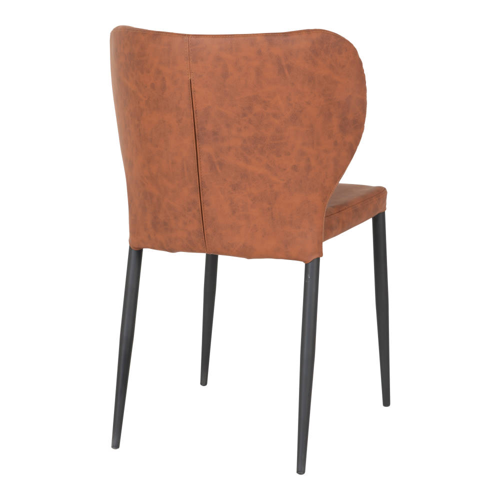 Pisa Esszimmerstuhl Kunstleder vintage-braun mit schwarzen Metallbeinen