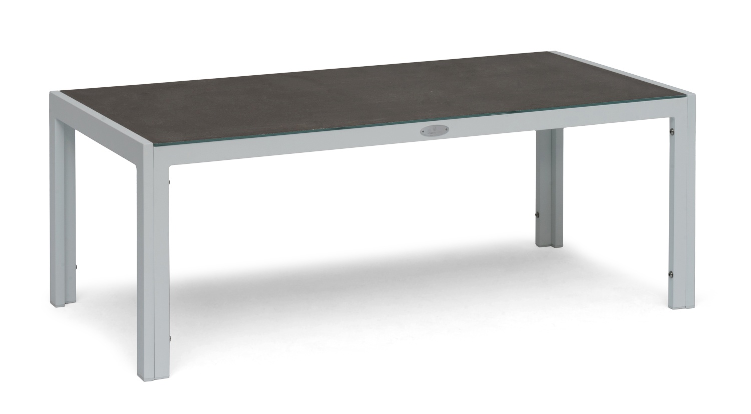 Hånger Loungetisch niedrig, Alu weiß mit keramischer Tischplatte - 120x60x47 cm