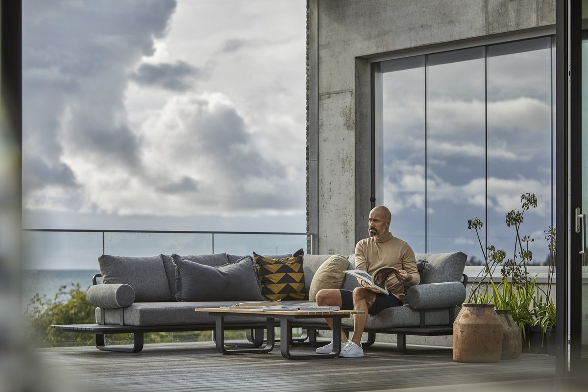 Skagenäs Garten-Lounge Alu/Teak/Olefin inkl. Tisch und Kissen