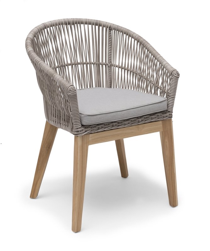 Himmelsnäs Dining-Sessel Teak/Polyrattan-Geflecht beige, inkl. Kissen