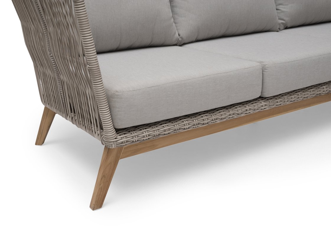 Himmelsnäs Ecksofa Teak/Polyrattan-Geflecht beige, inkl. Kissen