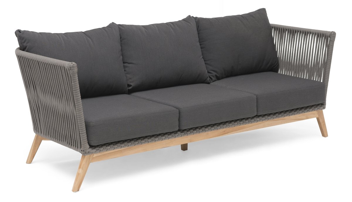 Himmelsnäs 3-Sitzer Sofa Teak/Olefin-Bespannung dunkelgrau, inkl. Kissen